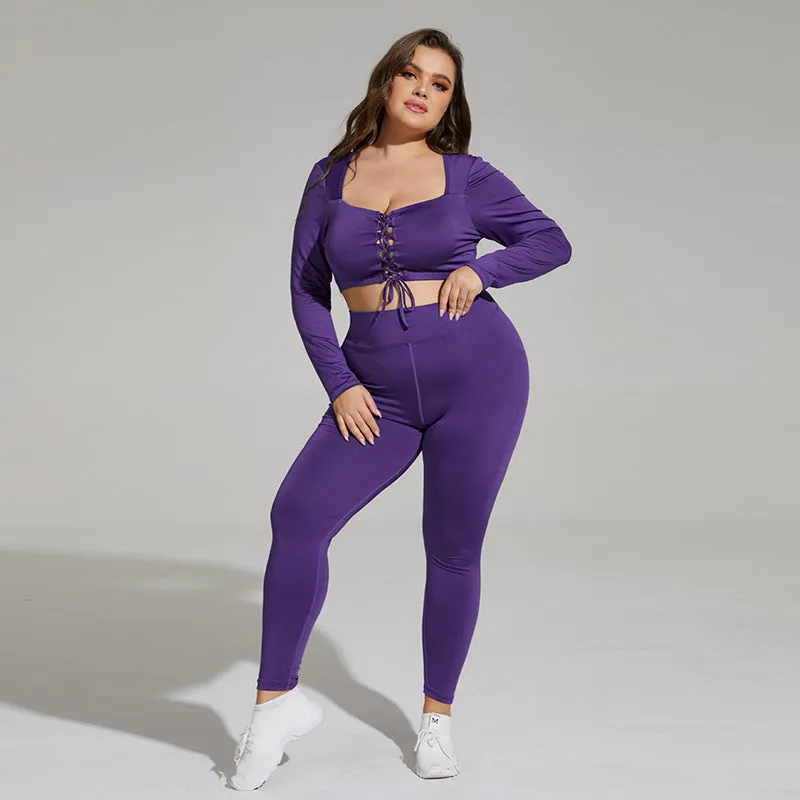 2pcs Yoga Fitness Suits Curvy Workout Sets Wholesale Plus Size Clothing