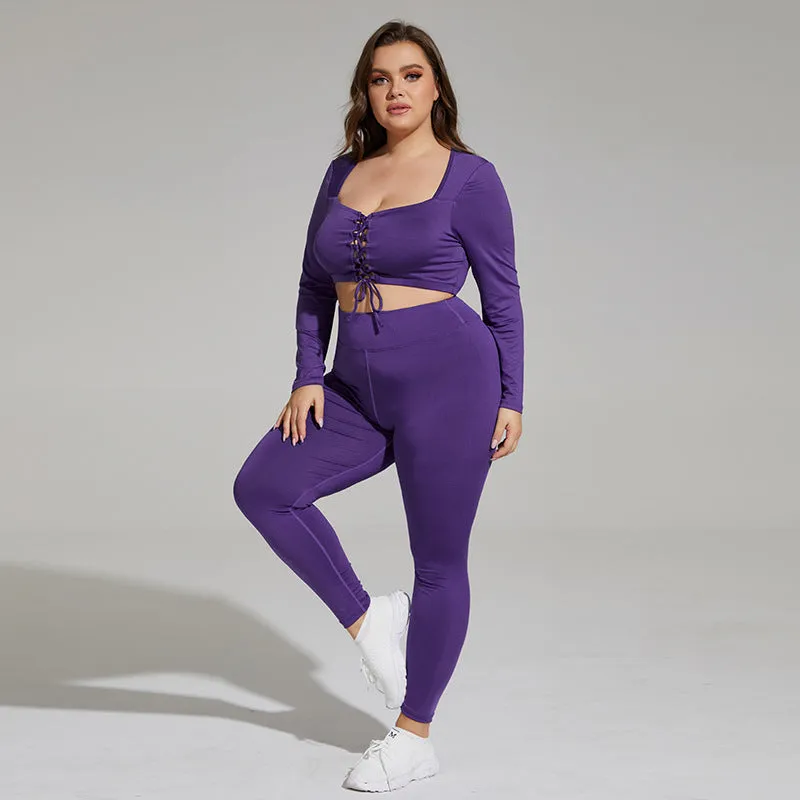 2pcs Yoga Fitness Suits Curvy Workout Sets Wholesale Plus Size Clothing