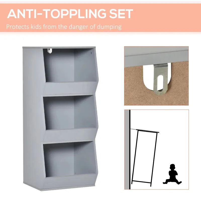 3 Shelf Storage Cabinet - Grey