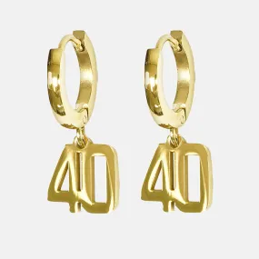 40 Number Earring - Gold Plated Stainless Steel