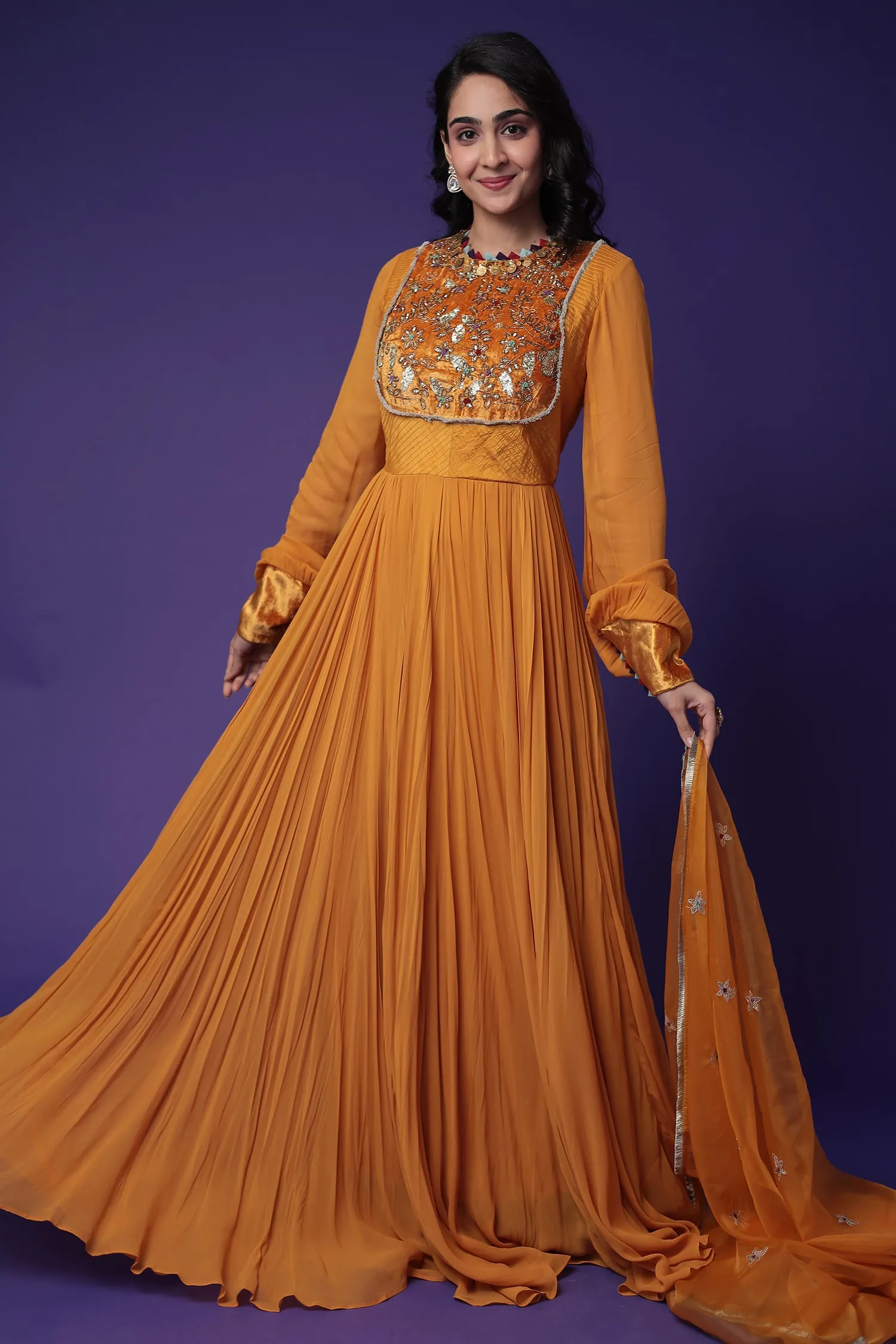 Anarkali Georgette Gown with Embroidered work