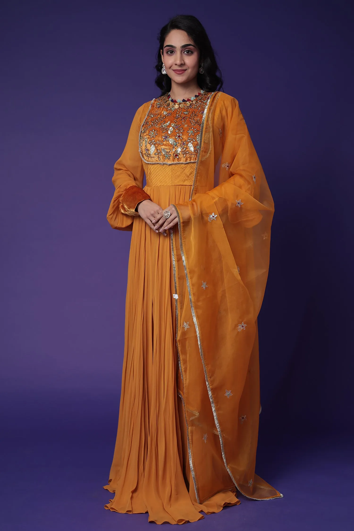 Anarkali Georgette Gown with Embroidered work