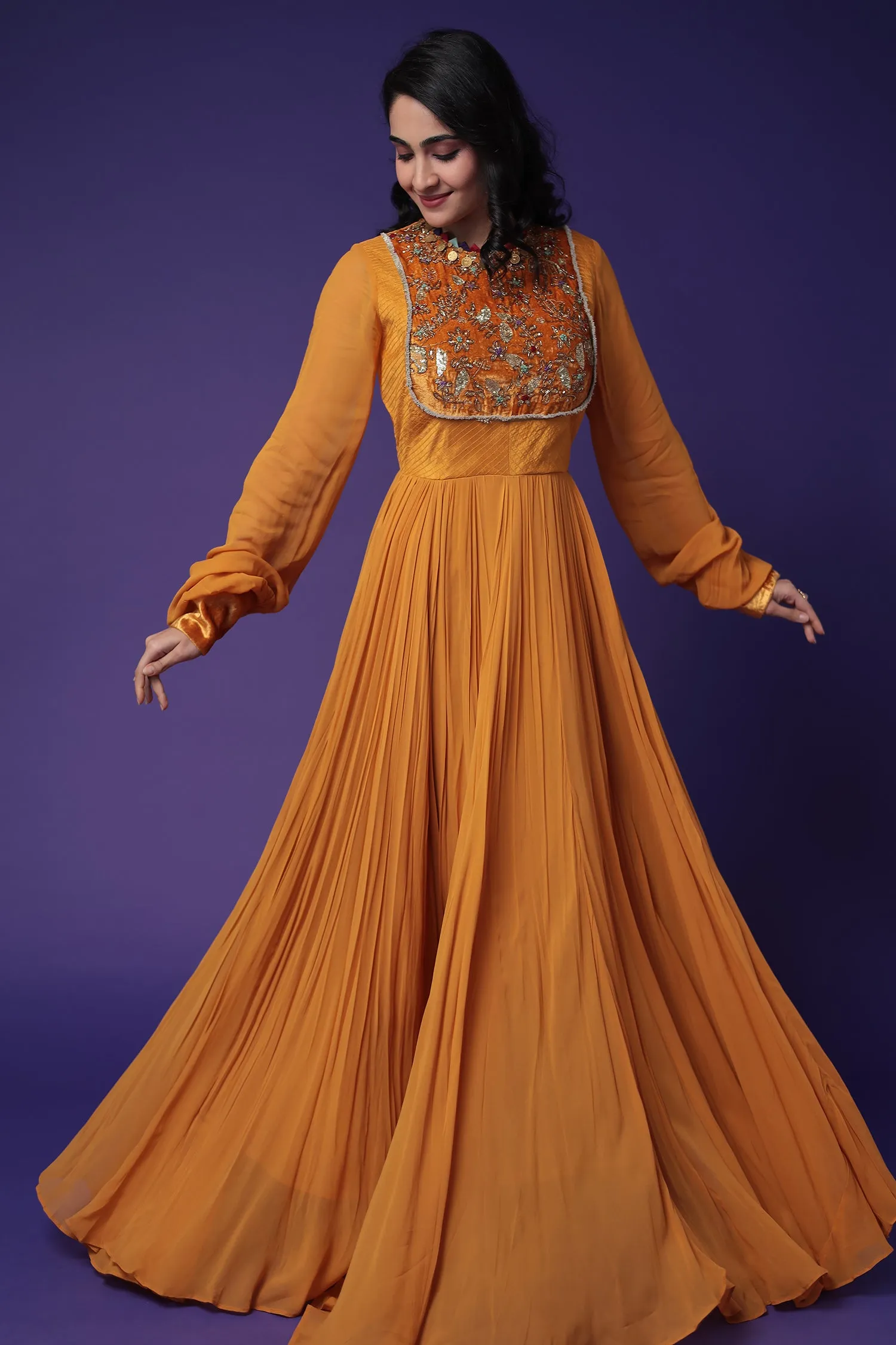 Anarkali Georgette Gown with Embroidered work