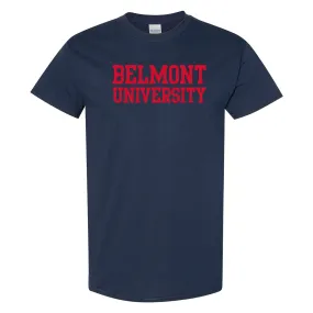 Belmont University Bruins Basic Block Cotton Short Sleeve T Shirt - Navy