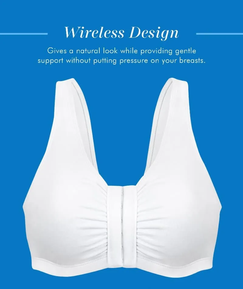 Bestform Unlined Wire-Free Cotton Stretch Sports Bra With Front Closure - White