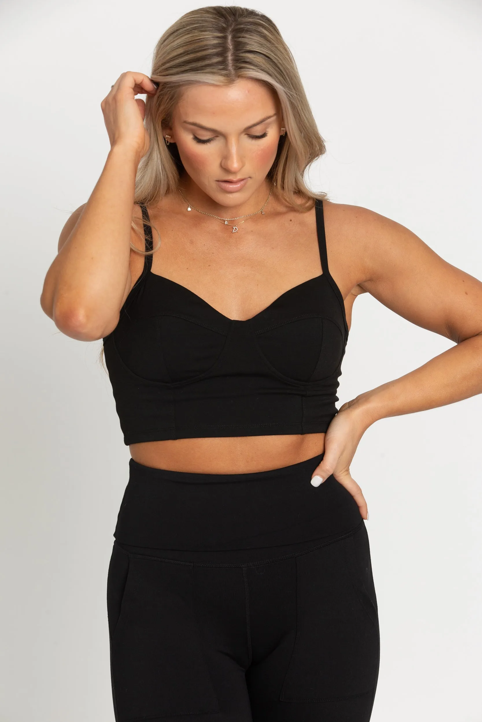 Black Bustier Sports Bra Top