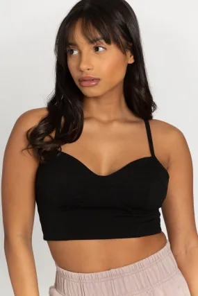 Black Bustier Sports Bra Top