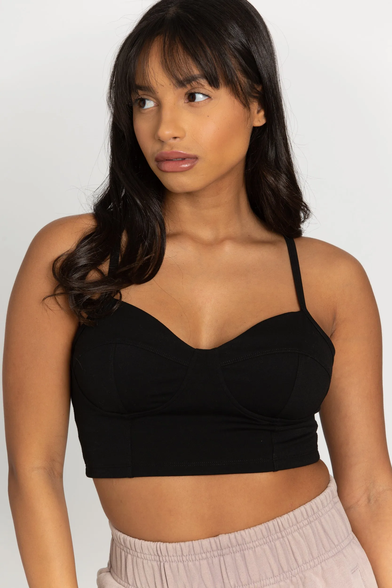 Black Bustier Sports Bra Top