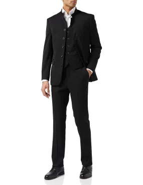 BLACK CHINESE GRANDAD COLLAR SUIT