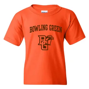 Bowling Green State University Falcons Arch Logo Youth Cotton Short Sleeve T Shirt - Orange