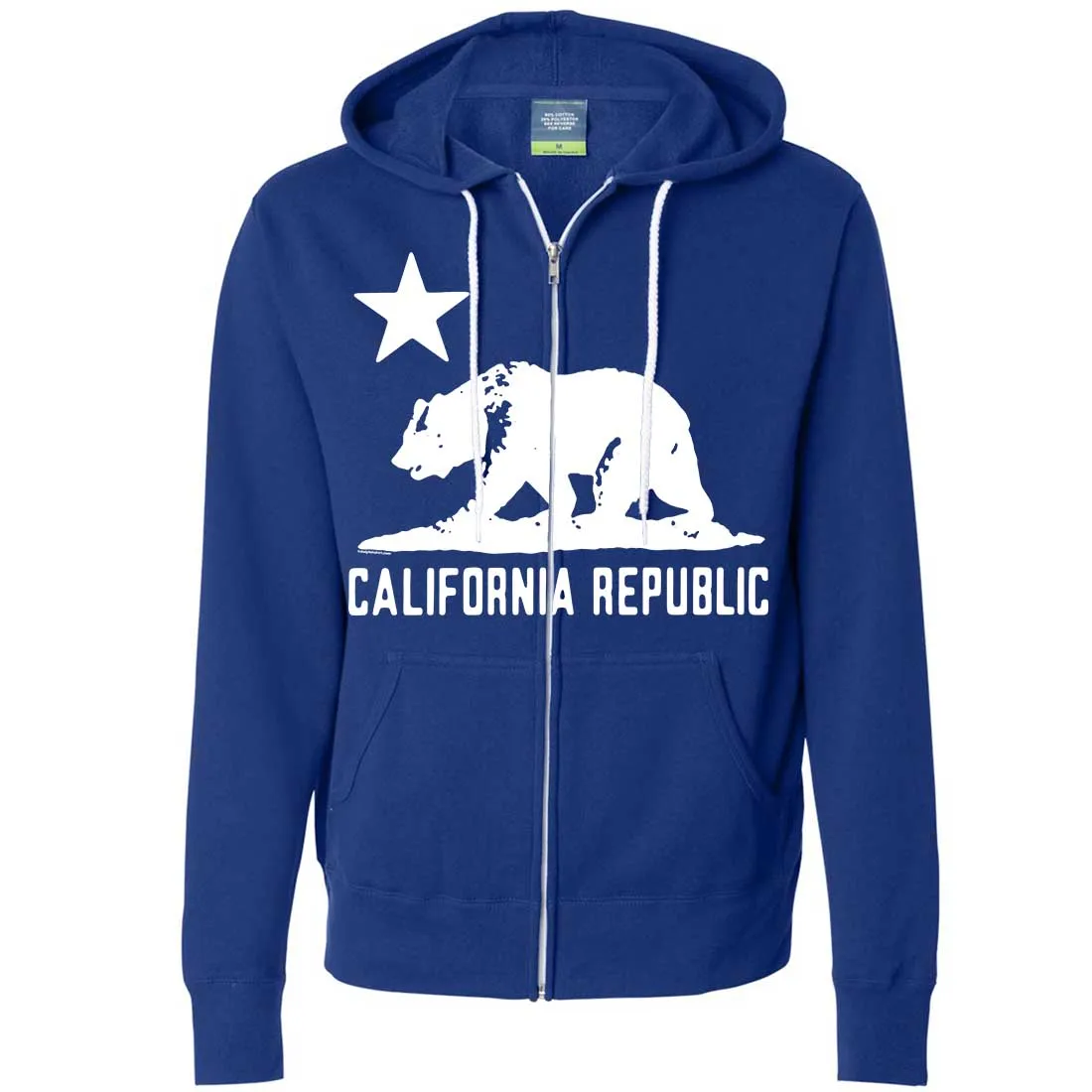 California Flag Oversize White Silhouette Zip-Up Hoodie