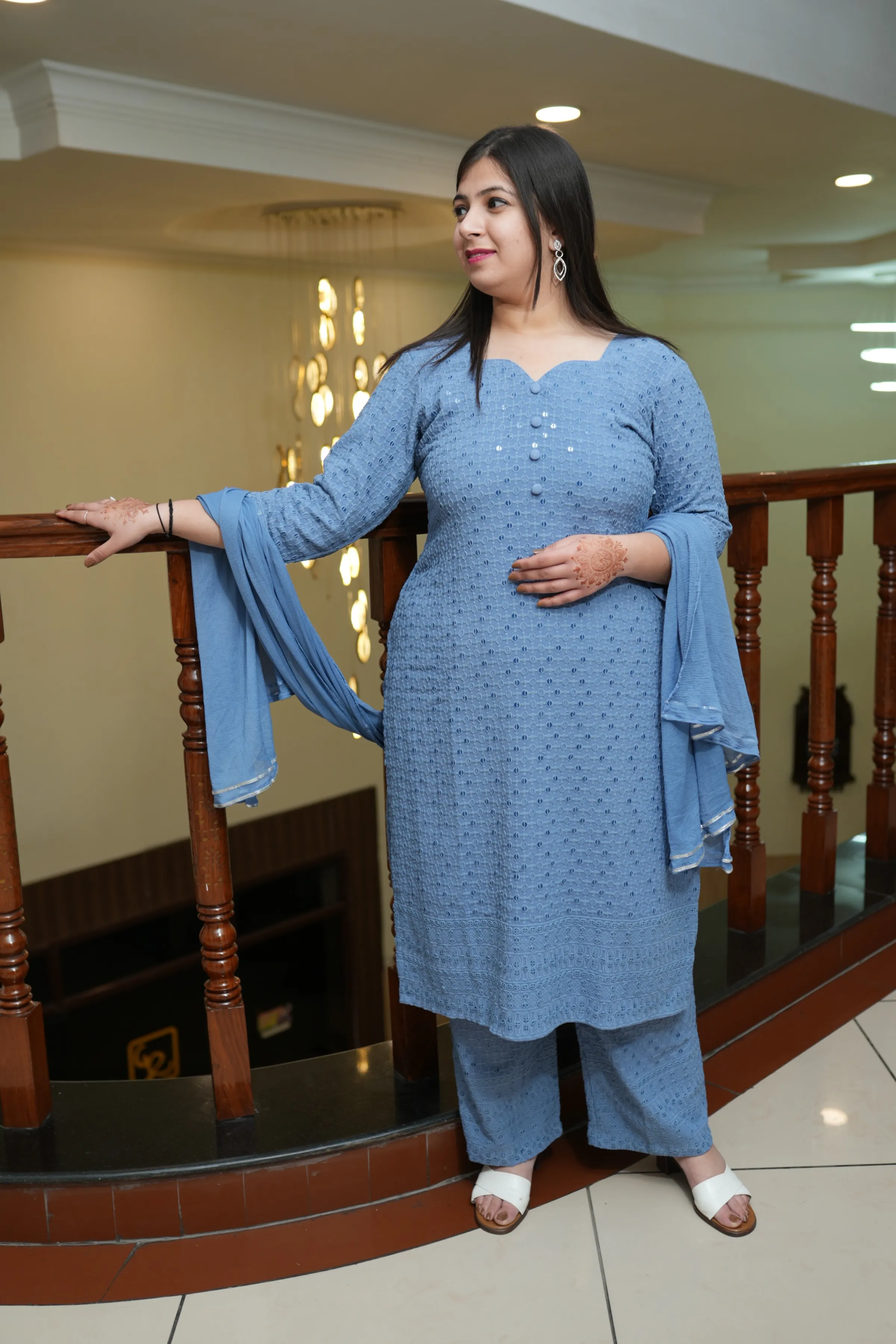 Cobalt Blue Sequined Kurta Set