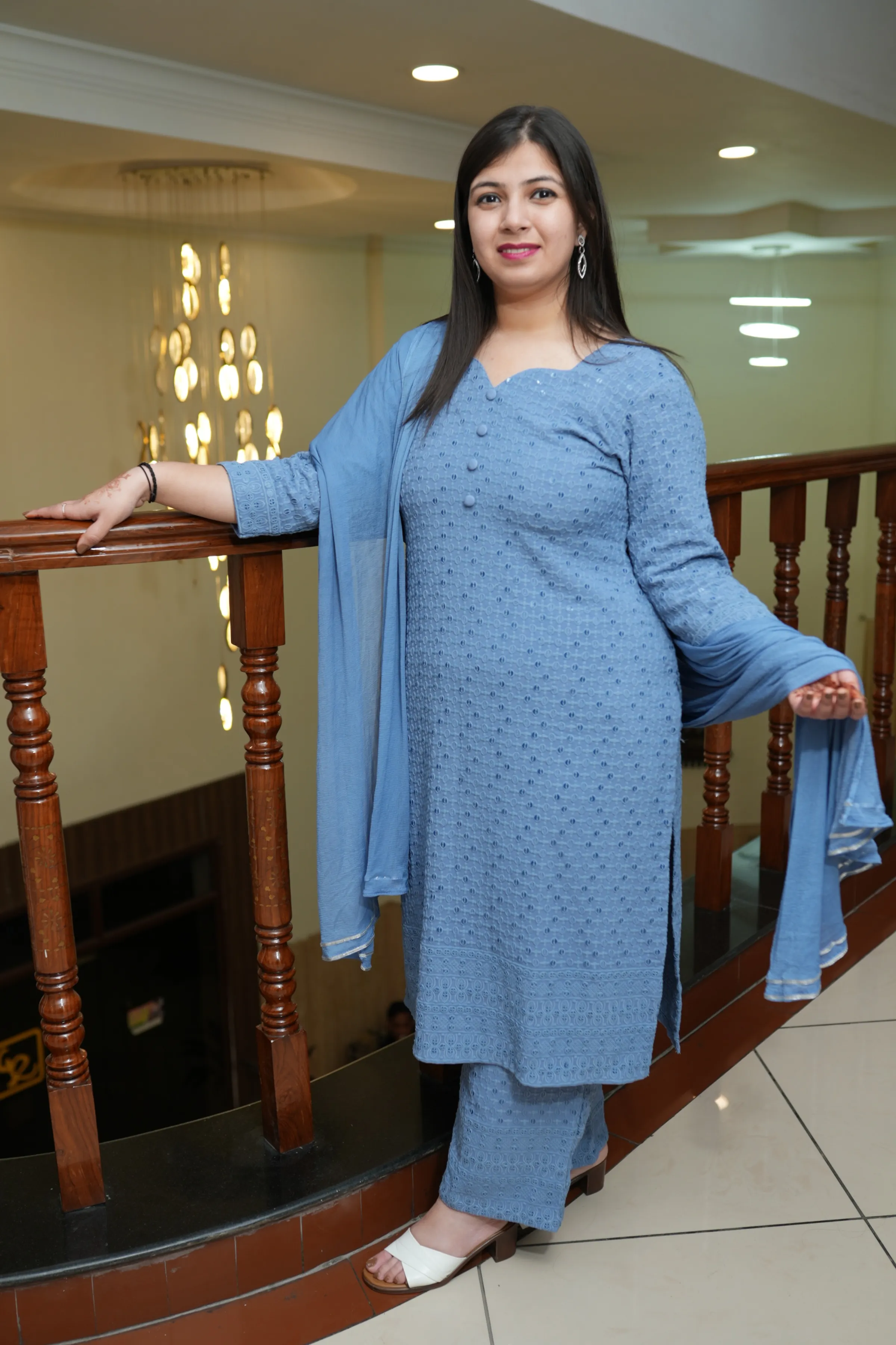 Cobalt Blue Sequined Kurta Set