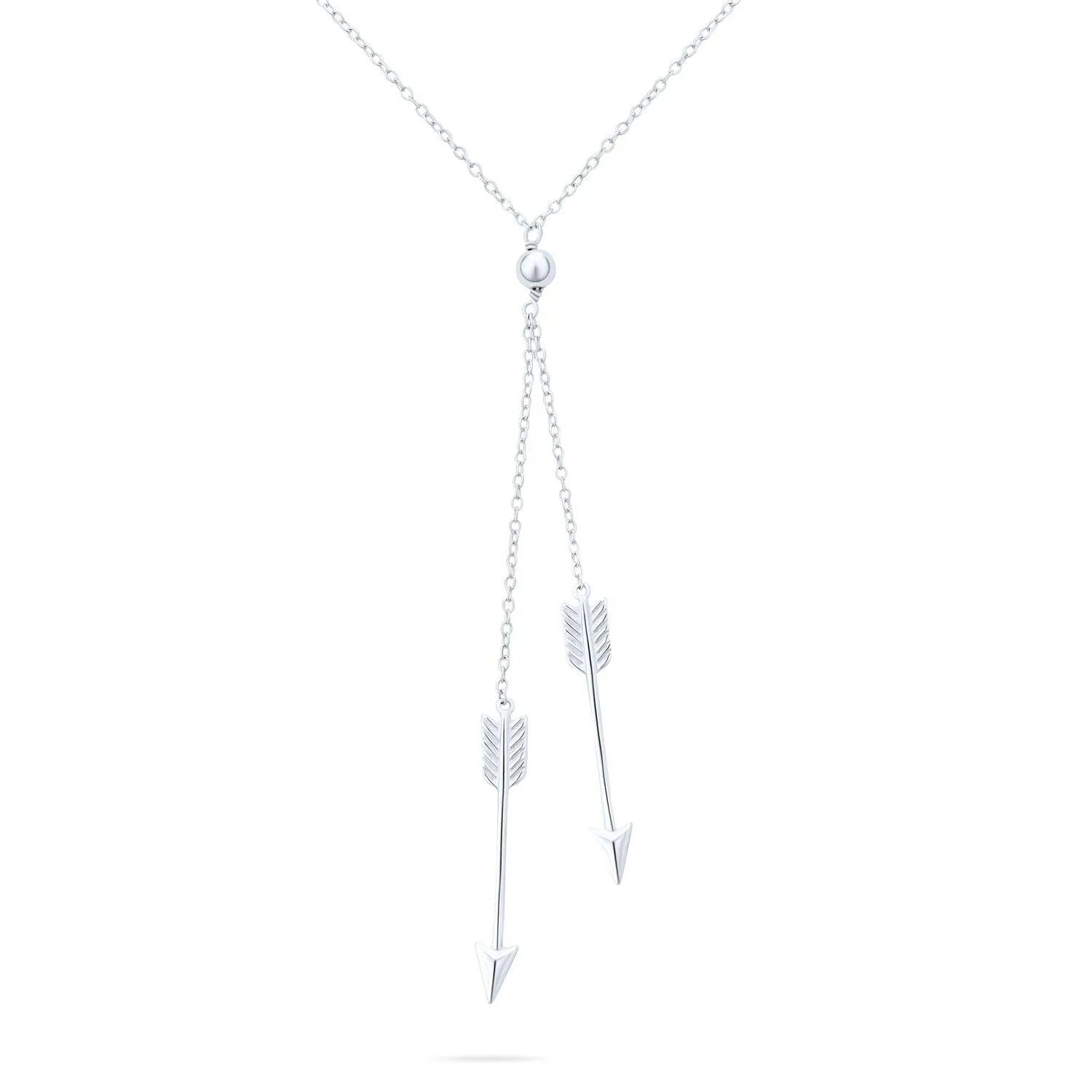 Cupid Arrows Lariat Necklace Pendant Dangle Earrings .925  Silver