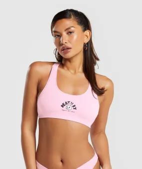 Gymshark Cotton Graphic Bralette - Dolly Pink