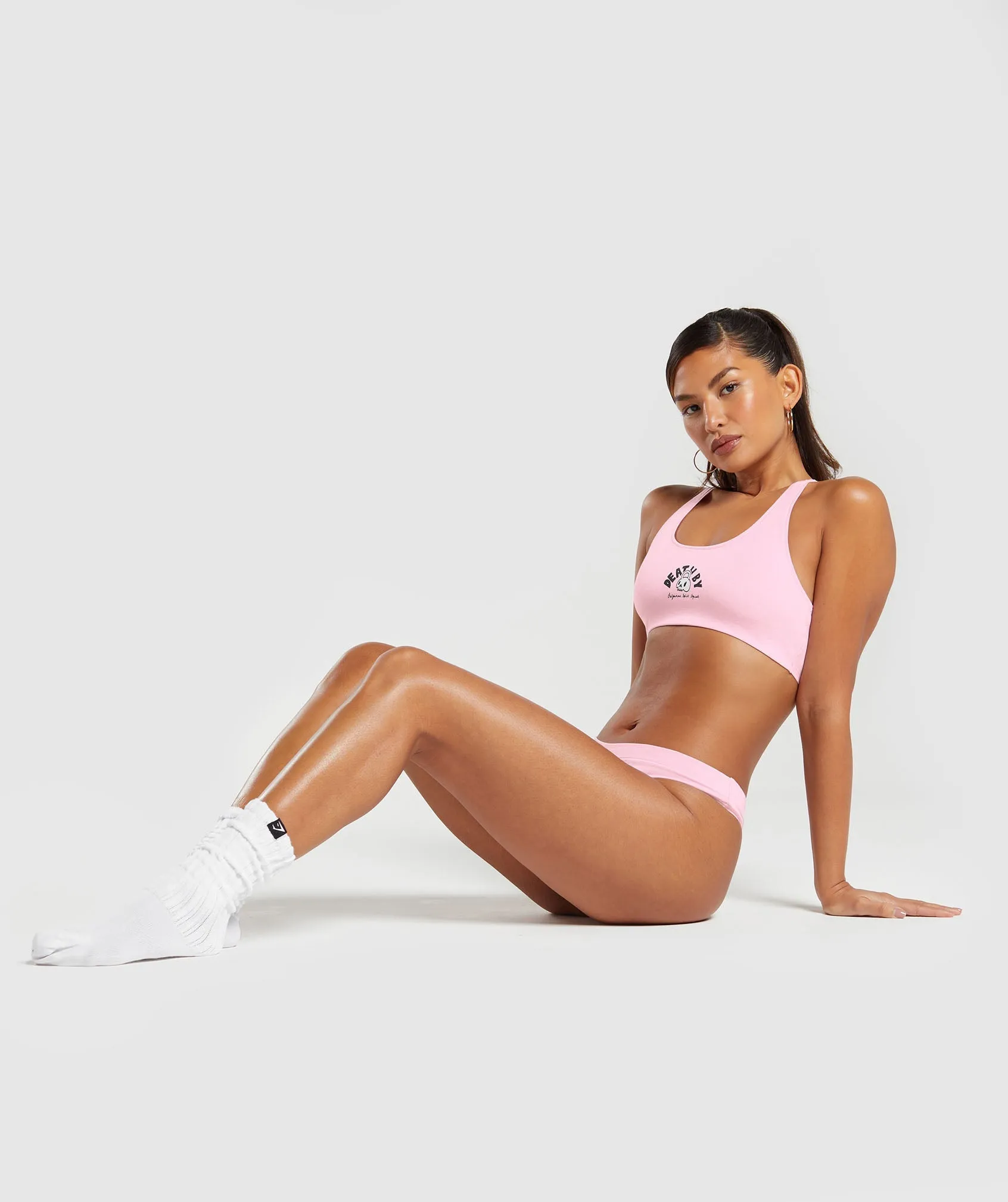 Gymshark Cotton Graphic Bralette - Dolly Pink