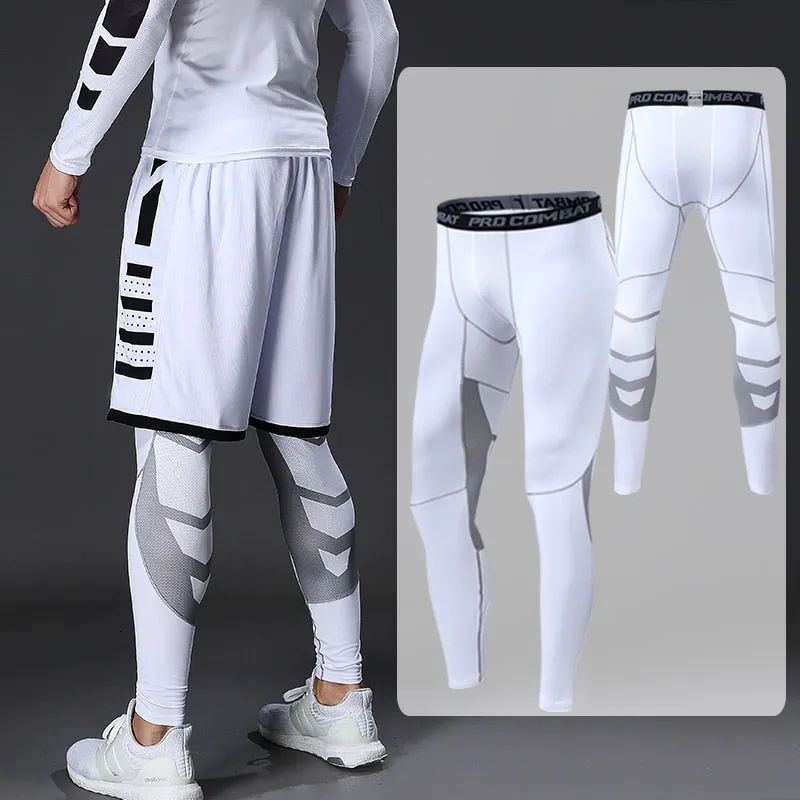 Men's Lycra Leggings Compression Sports Pants Cycling Running Basketball Football Sweatpants Fitness Tights Trousers Rash Guard