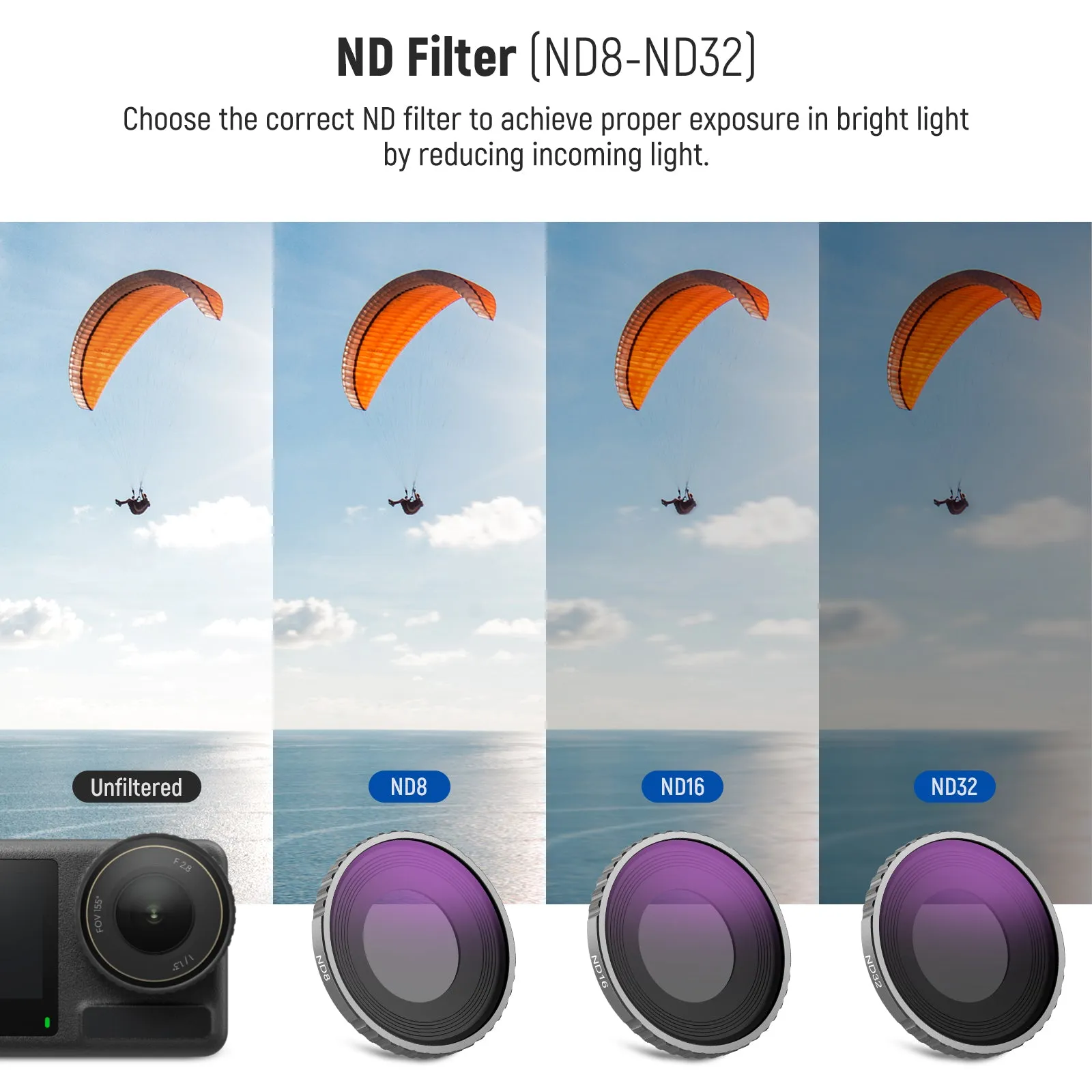 NEEWER 4 Pack ND Filter Set For DJI Osmo Action 4