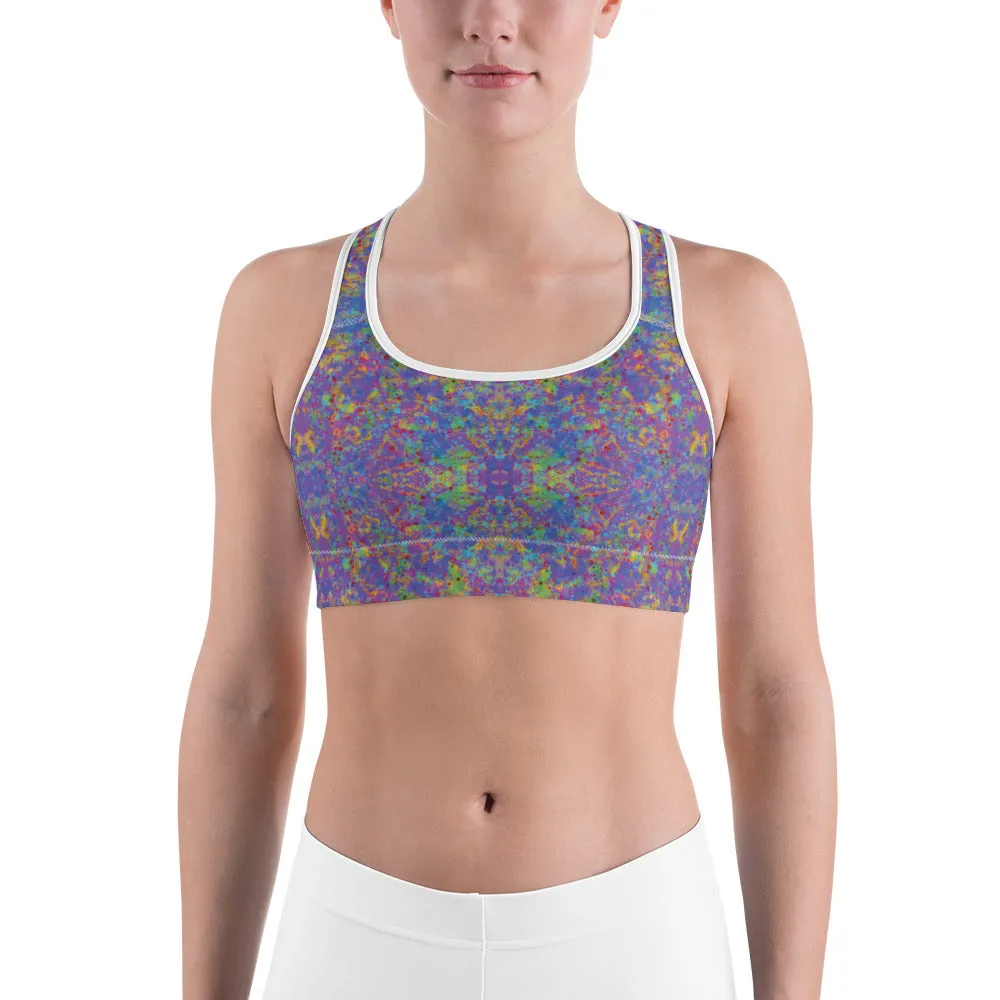 Paint Splatter Rainbow Sports Bra for women, Workout Bra, Athletic Bras