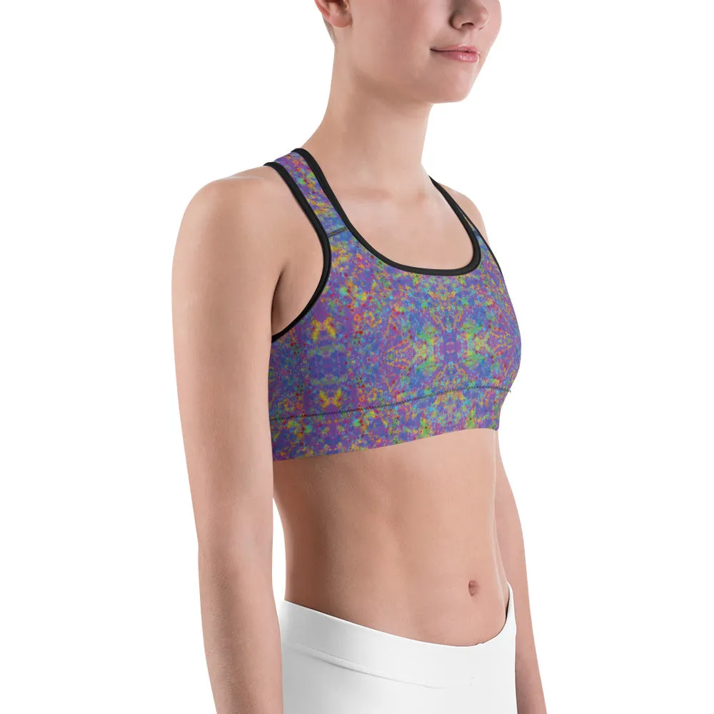 Paint Splatter Rainbow Sports Bra for women, Workout Bra, Athletic Bras