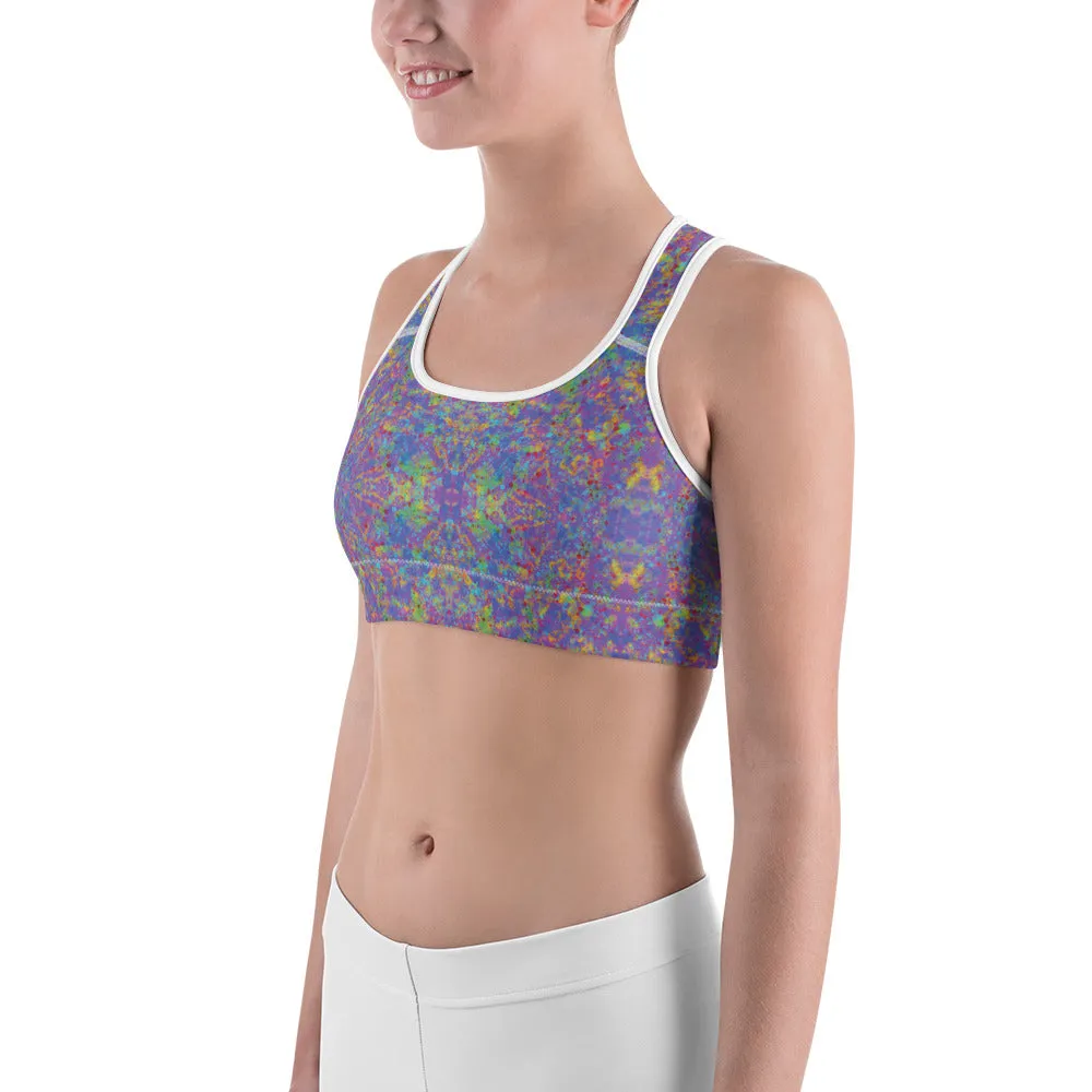 Paint Splatter Rainbow Sports Bra for women, Workout Bra, Athletic Bras