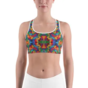 Painted Rainbow Kaleidoscope Sports Bra for women, Workout Bra, Athletic Bras