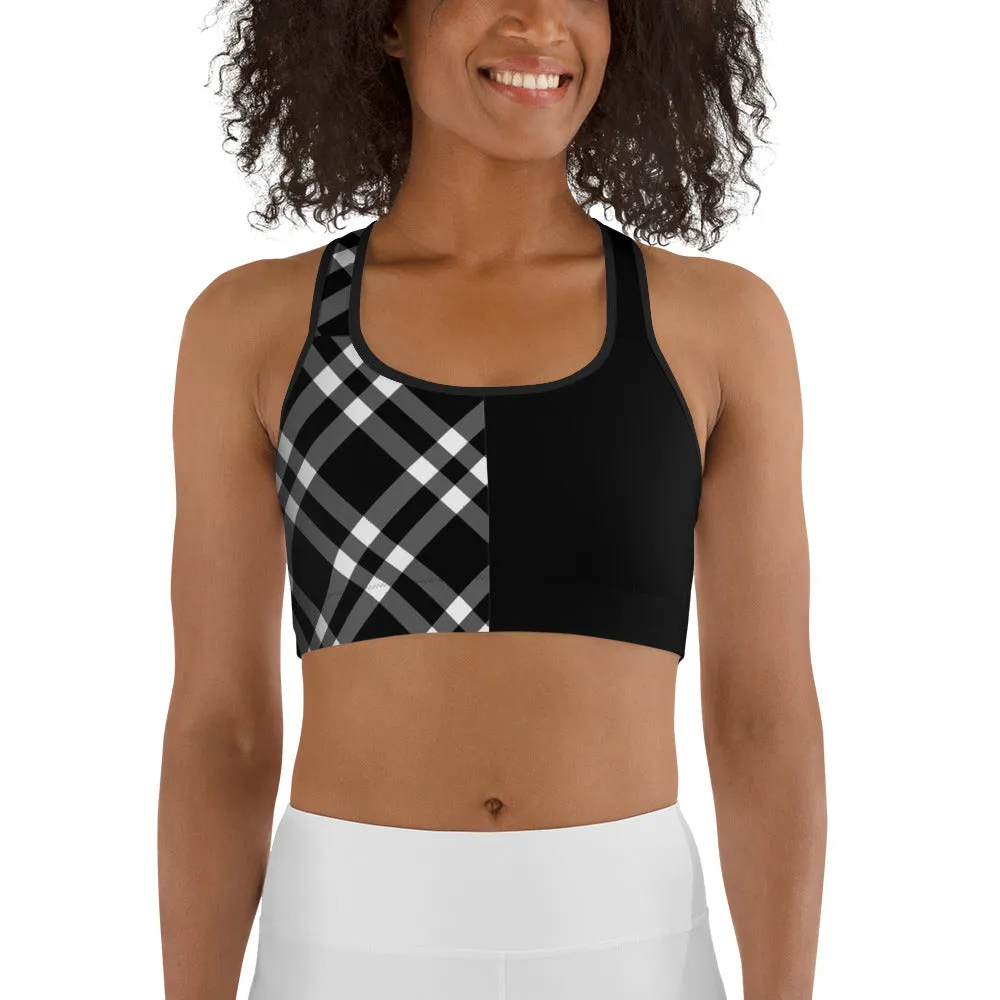 Sports Bra Black and White Gingham