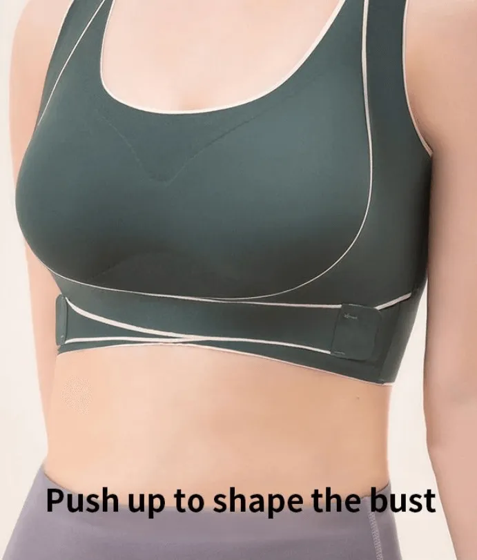 Stylish Elastic Cross Back Push Up Sports Bras For Women With Front Closure - SF0483